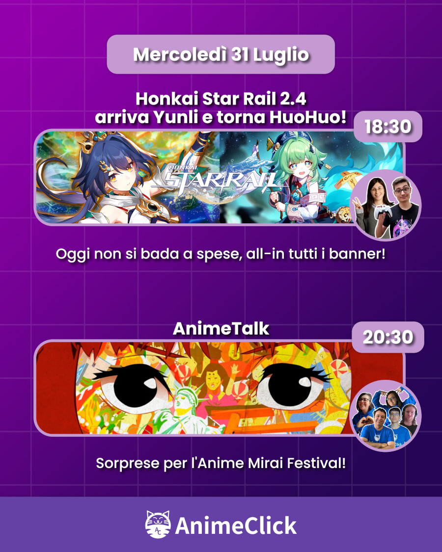 AnimeClick su Twitch: programma dal 29 luglio al 4 agosto